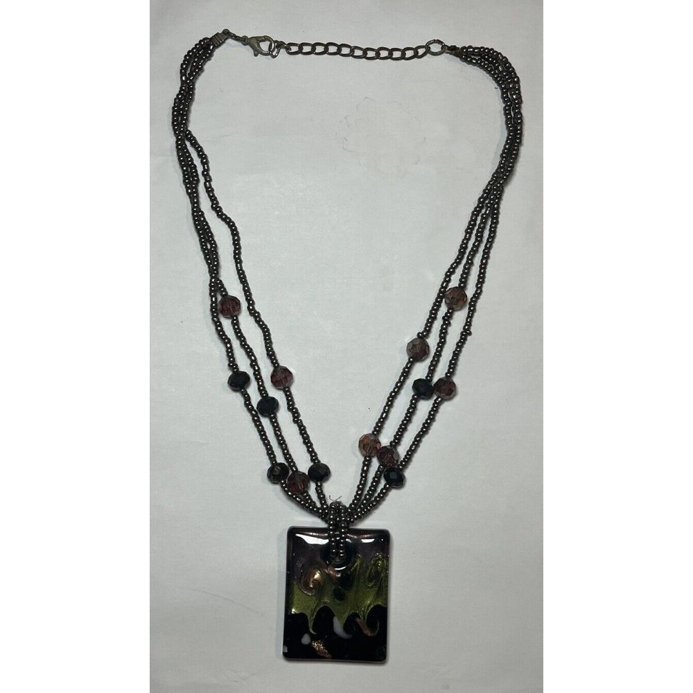 Handcrafted Multi-Strand Beaded Necklace with Artistic Pendant - Boho Inspired